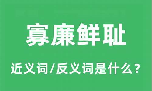 寡廉鲜耻的意思是-寡廉鲜耻是什么意思解释