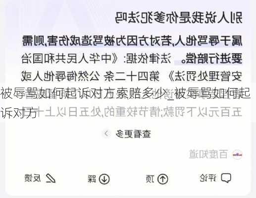 被辱骂如何起诉对方索赔多少_被辱骂如何起诉对方