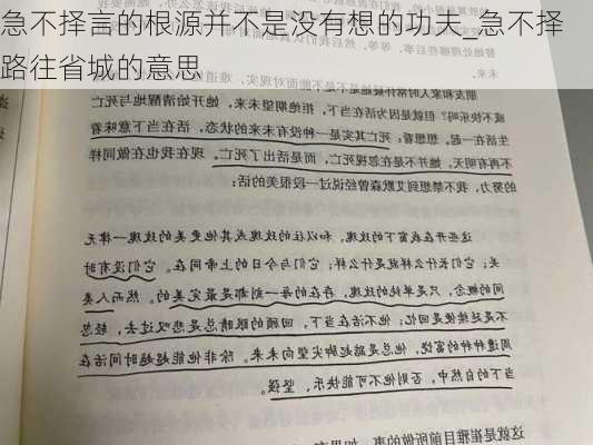 急不择言的根源并不是没有想的功夫_急不择路往省城的意思