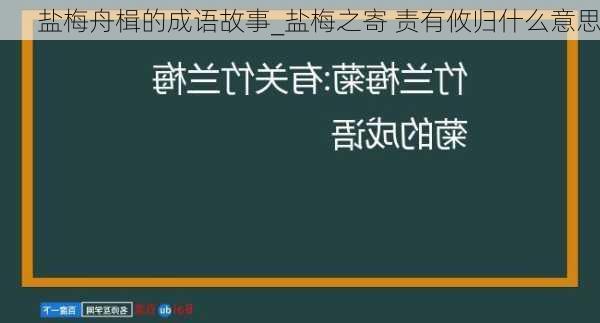 盐梅舟楫的成语故事_盐梅之寄 责有攸归什么意思