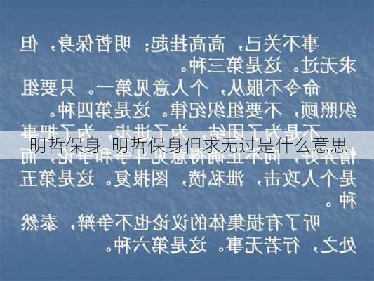 明哲保身_明哲保身但求无过是什么意思