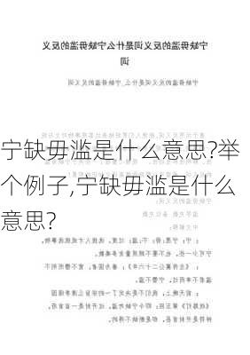 宁缺毋滥是什么意思?举个例子,宁缺毋滥是什么意思?