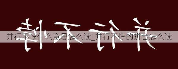 并行不悖什么意思怎么读_并行不悖的拼音怎么读