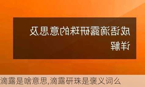 滴露是啥意思,滴露研珠是褒义词么