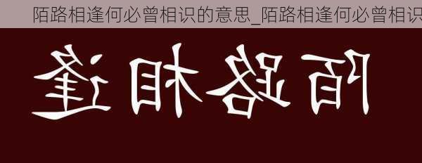 陌路相逢何必曾相识的意思_陌路相逢何必曾相识