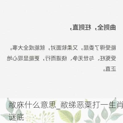 敝庥什么意思_敝绨恶粟打一生肖谜底