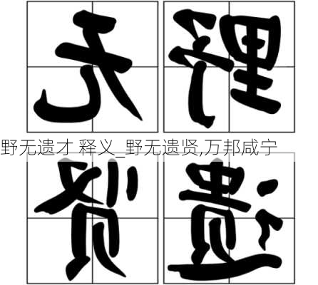 野无遗才 释义_野无遗贤,万邦咸宁