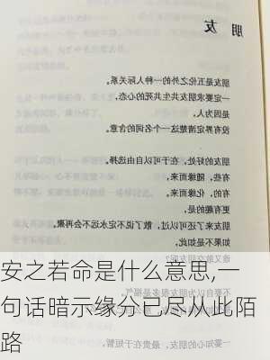 安之若命是什么意思,一句话暗示缘分已尽从此陌路