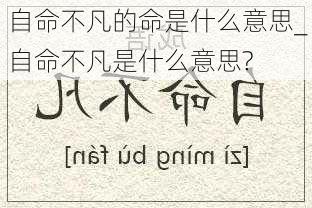 自命不凡的命是什么意思_自命不凡是什么意思?